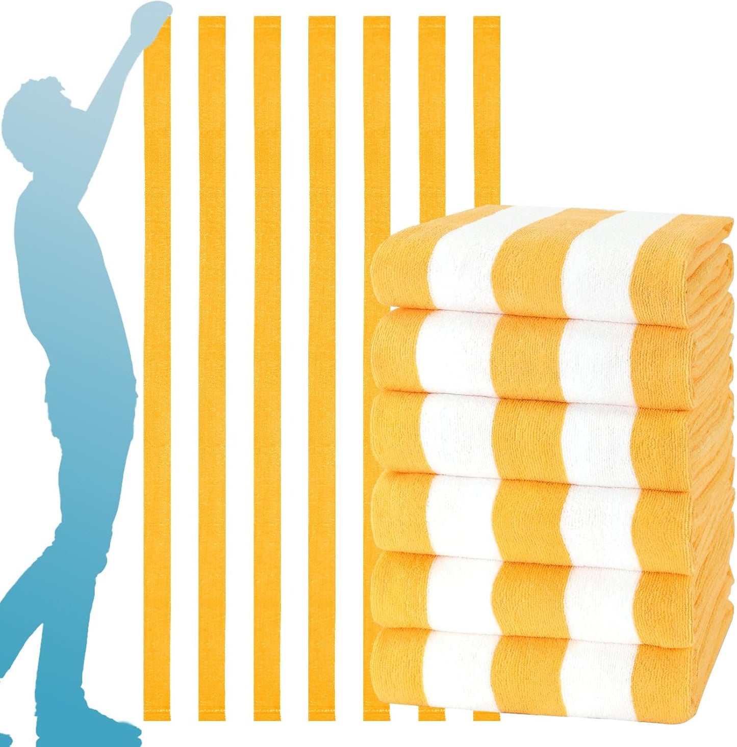 Oversized 72X40 Inch Stripe Beach Towel Set for Adults & Kids