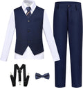 Kids 7 Piece Formal Suit Set with Slim Fit for Boys and Teens
