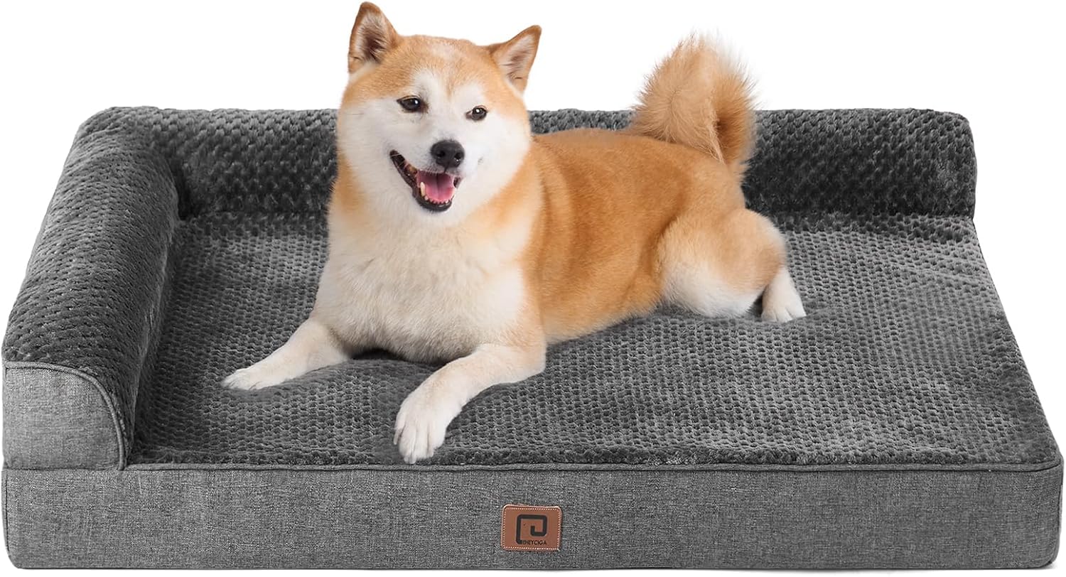 EHEYCIGA Memory Foam Dog Bed for Large Dogs with Waterproof Liner