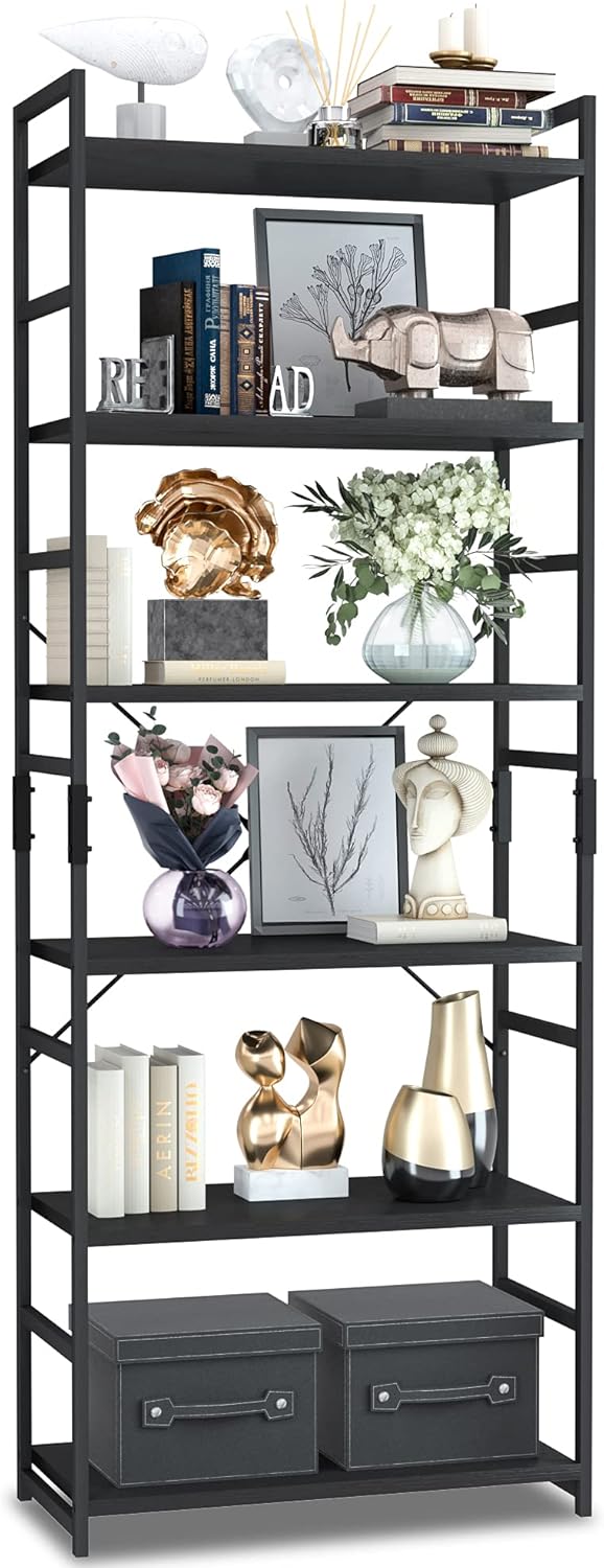 NUMENN 6 Tier Bookshelf - Modern Storage Organizer for Home