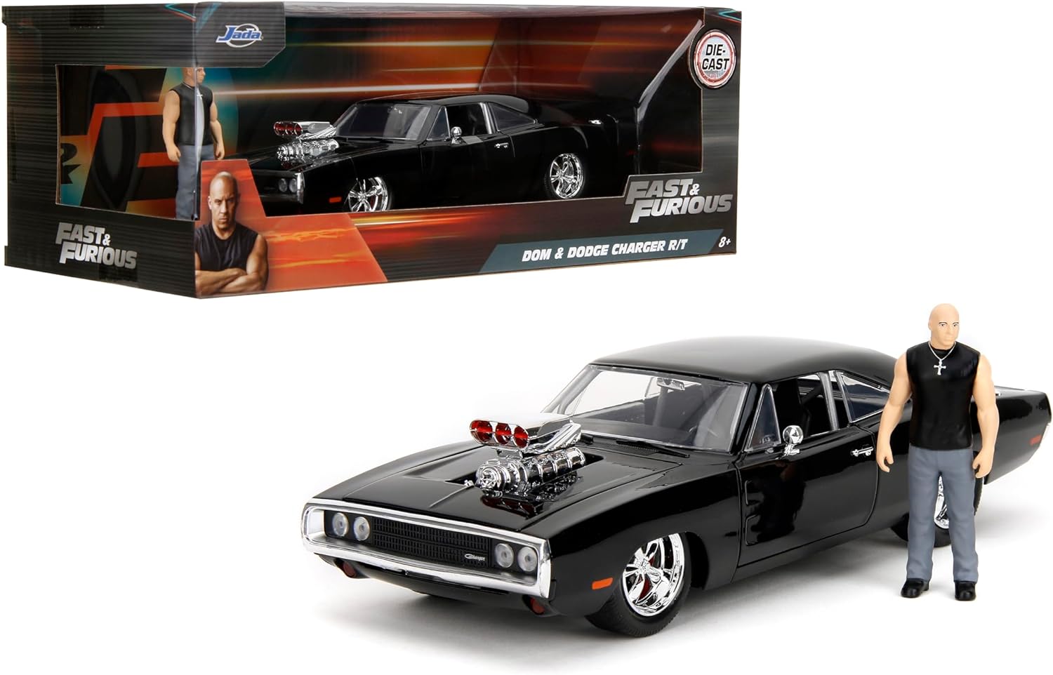Dom's Dodge Charger 1:24 Die-cast Car & Figure Set by Jada Toys
