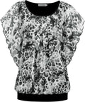 BAISHENGGT Womens Summer Tops Flutter Sleeve Pleated Mesh Blouse semi
