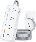 Power Strip Surge Protector 12-in-1 - 5ft Braided Flat Extension Cord