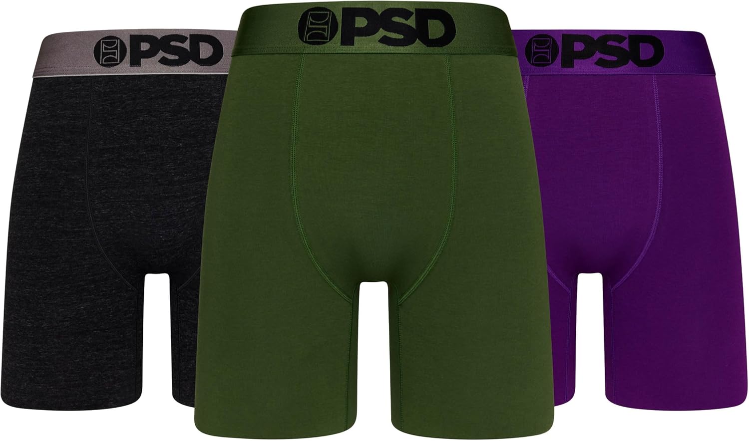 PSD Men's Basic Solid Boxer Briefs - 7 Inch Inseam Comfort