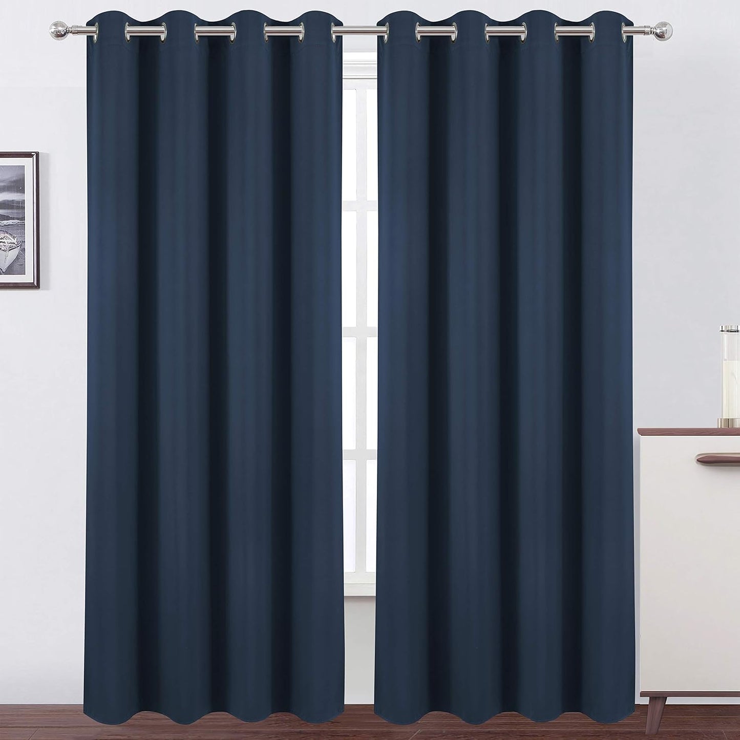LEMO Blackout Curtains 66 x 84 inch Set of 2 Navy Blue Panels