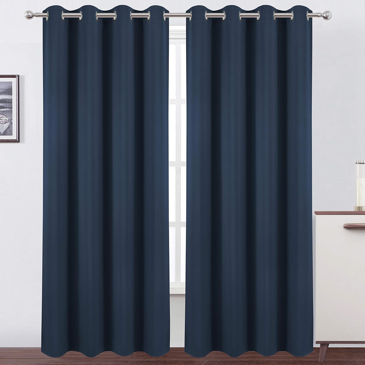 LEMO Blackout Curtains 66 x 84 inch Set of 2 Navy Blue Panels