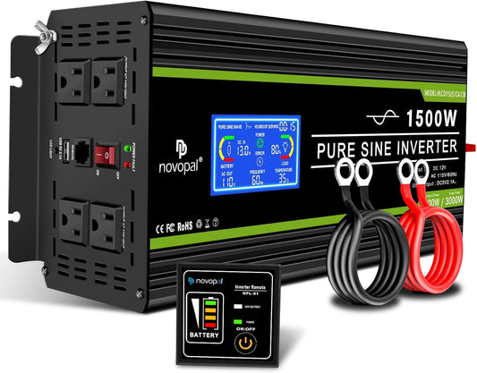 Novopal 1500W Pure Sine Inverter - Remote Control + LCD