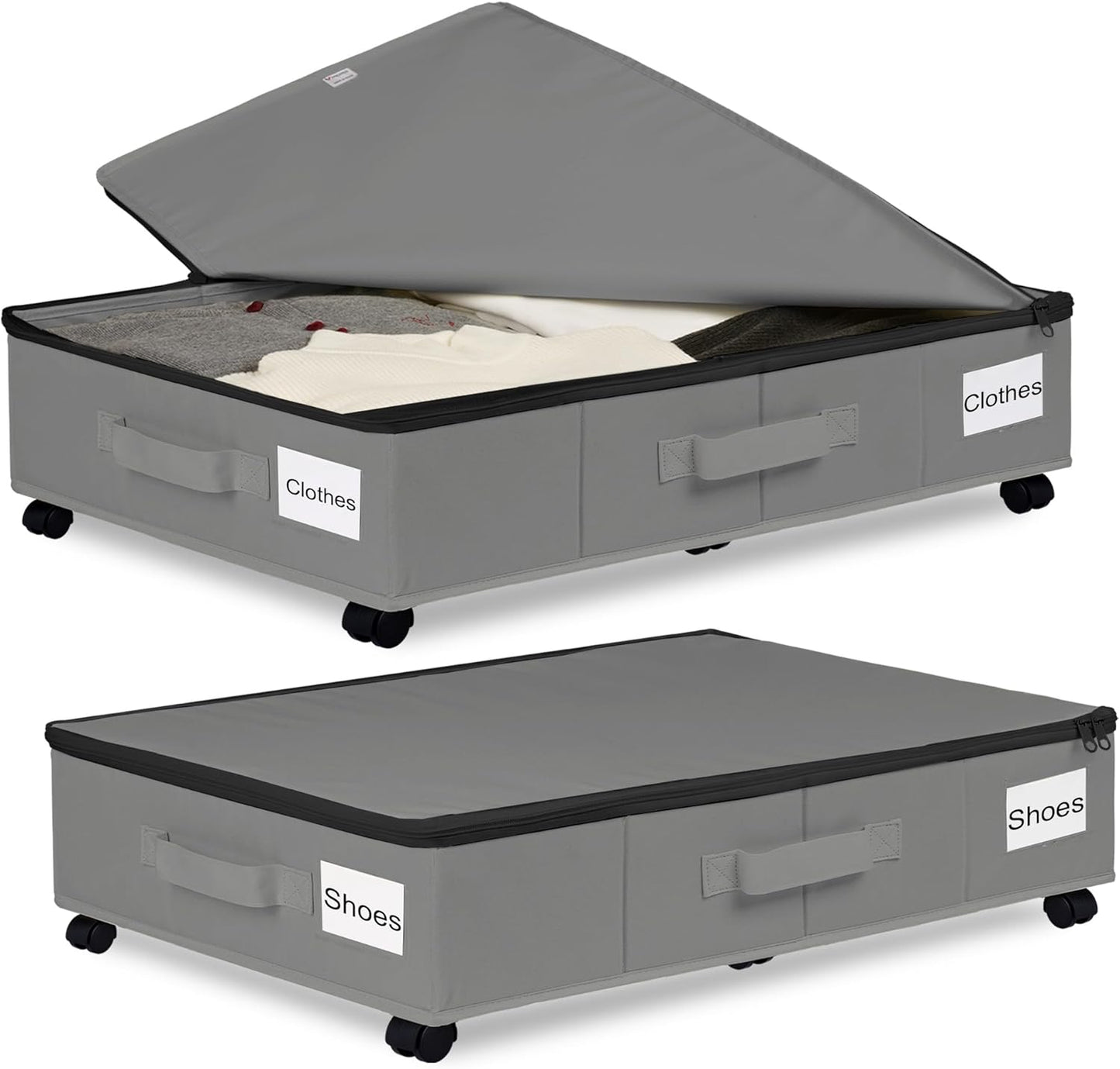 Under Bed Storage with Wheels for Clothes, Shoes and Blankets