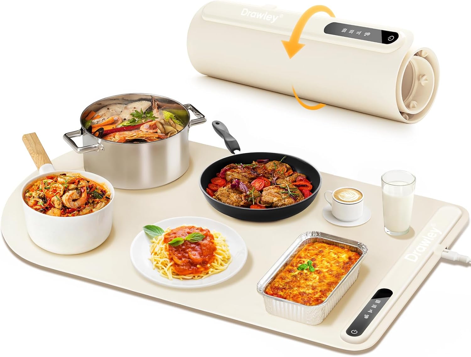 Electric Food Warming Mat - Portable Silicone Heating Tray