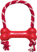 KONG Goodie Bone with Rope - Durable Red Rubber Treat Toy