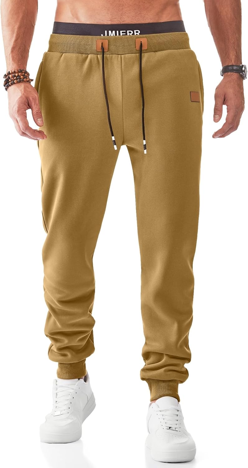 JMIERR Men's Fleece Sweatpants with Zipper Pockets for Comfort