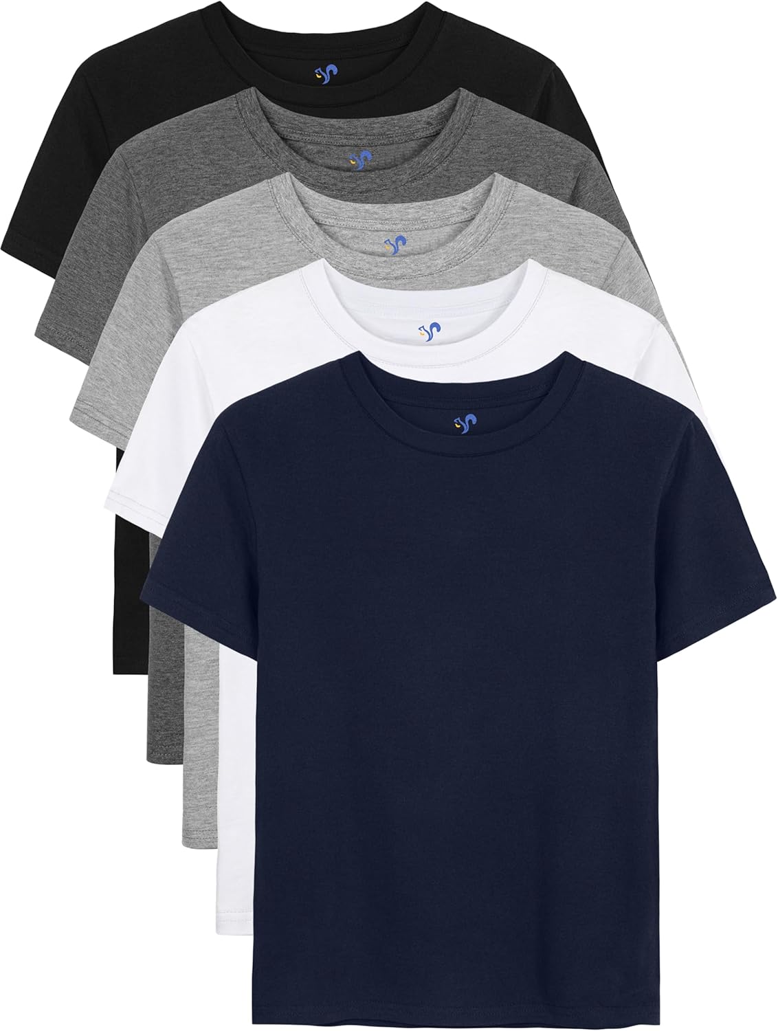 5 Pack Boys Shirts Short Sleeve Cotton T-Shirts for Kids