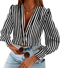 Women's Business Casual Chiffon Button Down Shirt - Long Sleeve V Neck