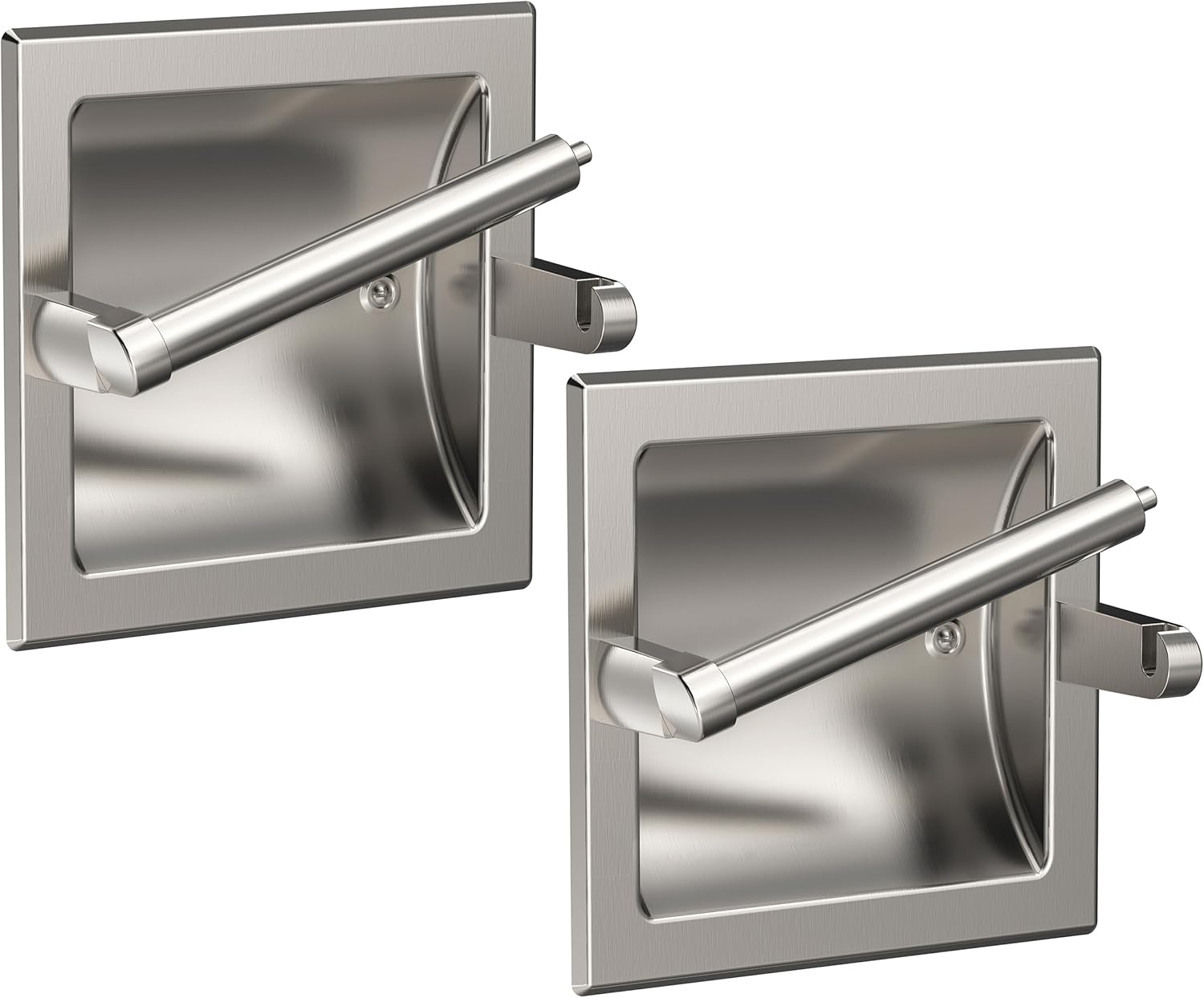 Recessed Pivoting Toilet Paper Holder 2 Pack in Brushed Nickel