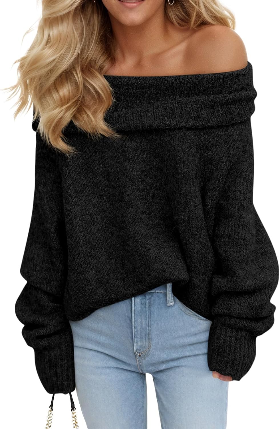 Saodimallsu Womens Off The Shoulder Sweater for Fall Fashion