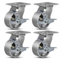 4in x 2in Industrial Casters Set of 4 - Heavy Duty Plate Casters