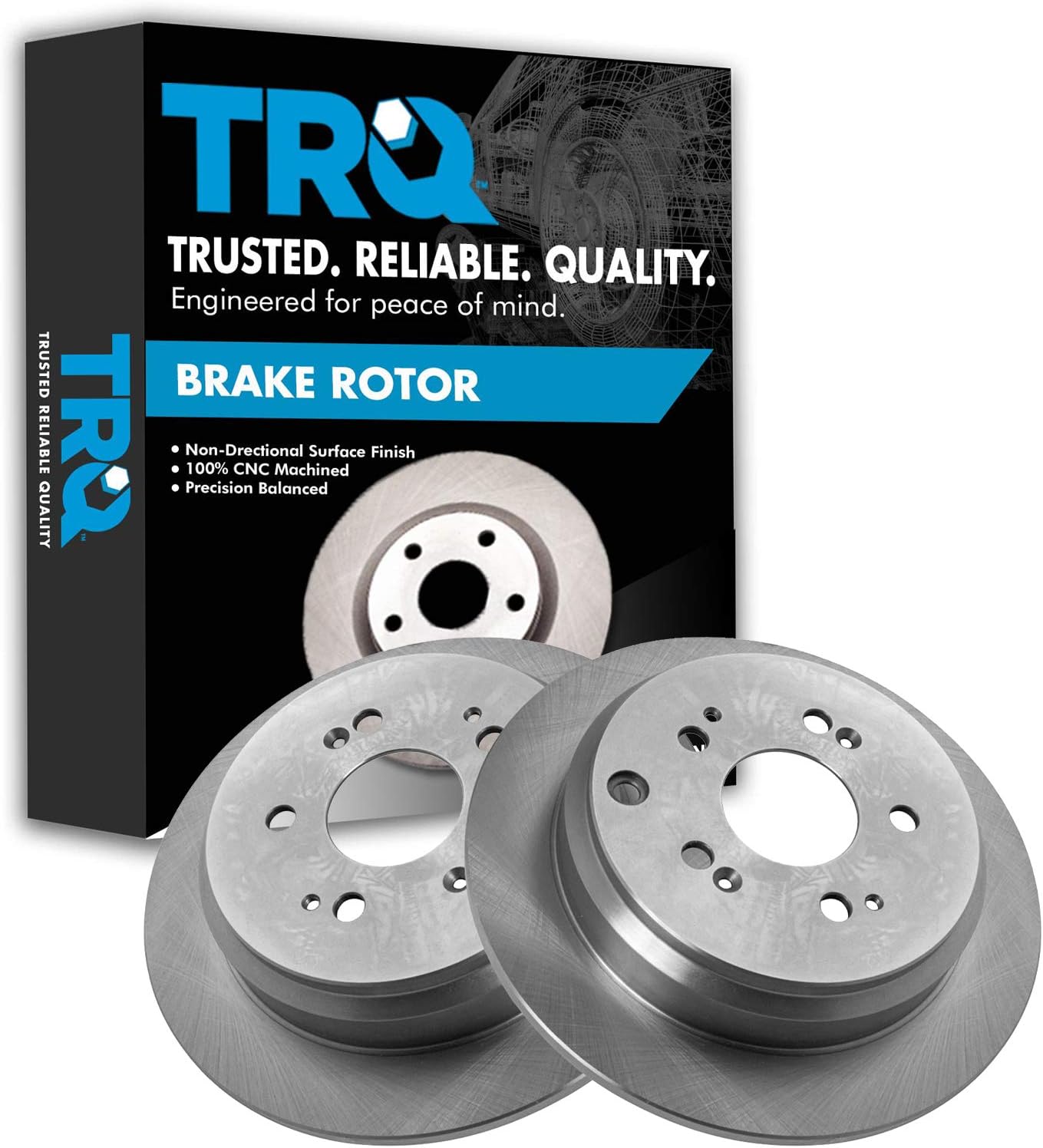 TRQ Rear Brake Rotors Set Solid for 2005-2010 Honda Odyssey