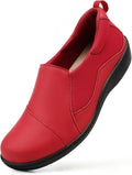 Women's Leather Slip On Loafers - Supportive Comfortable Flats
