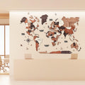 Wooden World Map Wall Decor 59in x 35in - Detailed 3D Wall Art