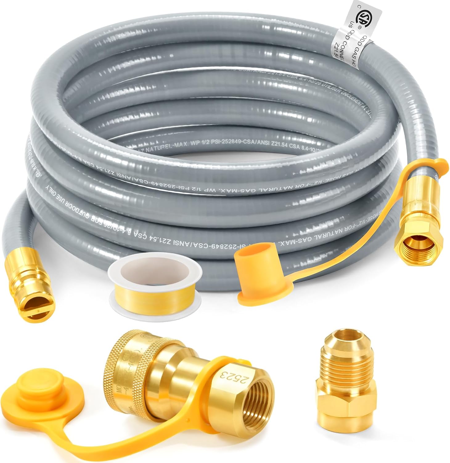 GasSaf 10 FT Natural Gas Grill Hose with Quick Connect Fitting