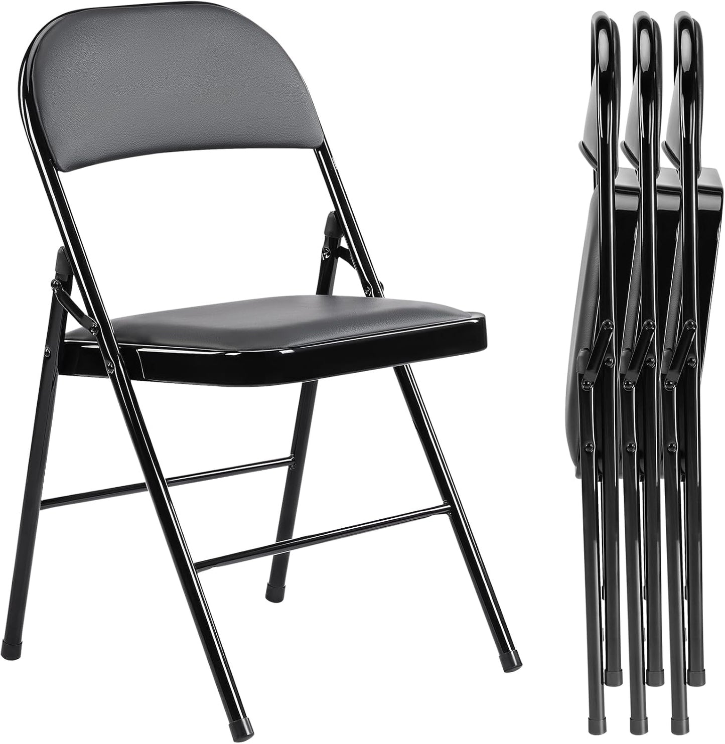 Set of 4 Comfort-Fold Black Chairs by Elevon
