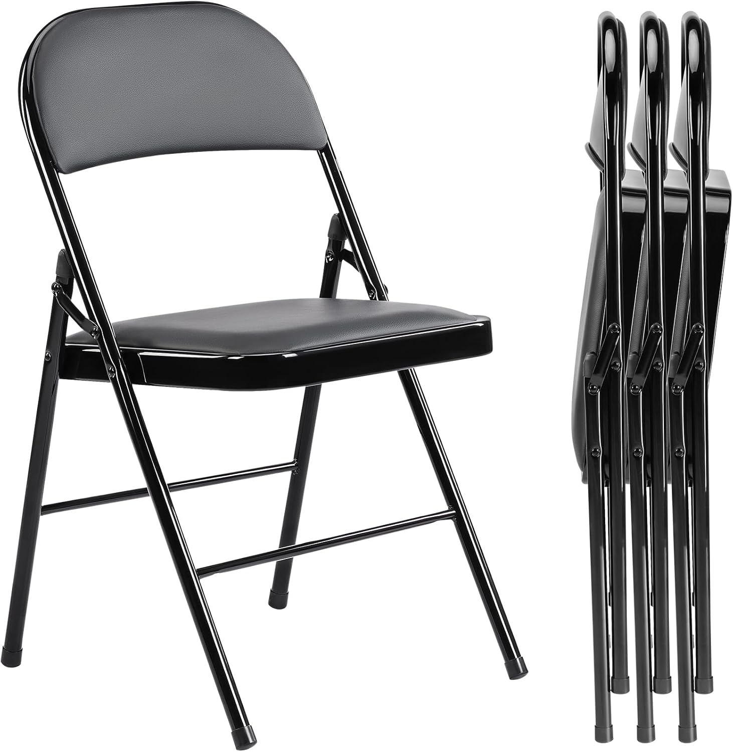 Set of 4 Comfort-Fold Black Chairs by Elevon
