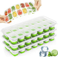 Durable Stackable Ice Trays, Spill-Resistant, Easy-Release - 4 Pack