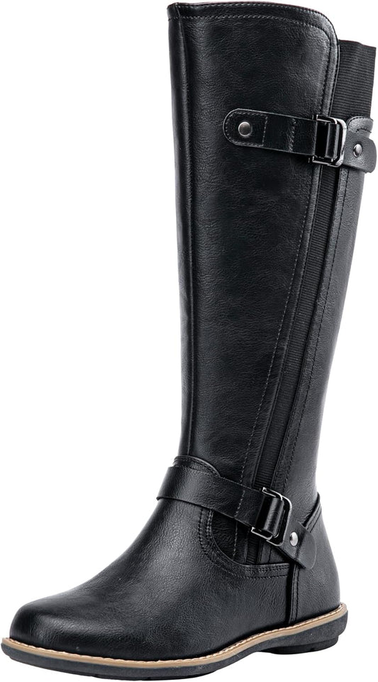 Jeossy Women's Knee-High Boots with Buckle for Fashion Lovers