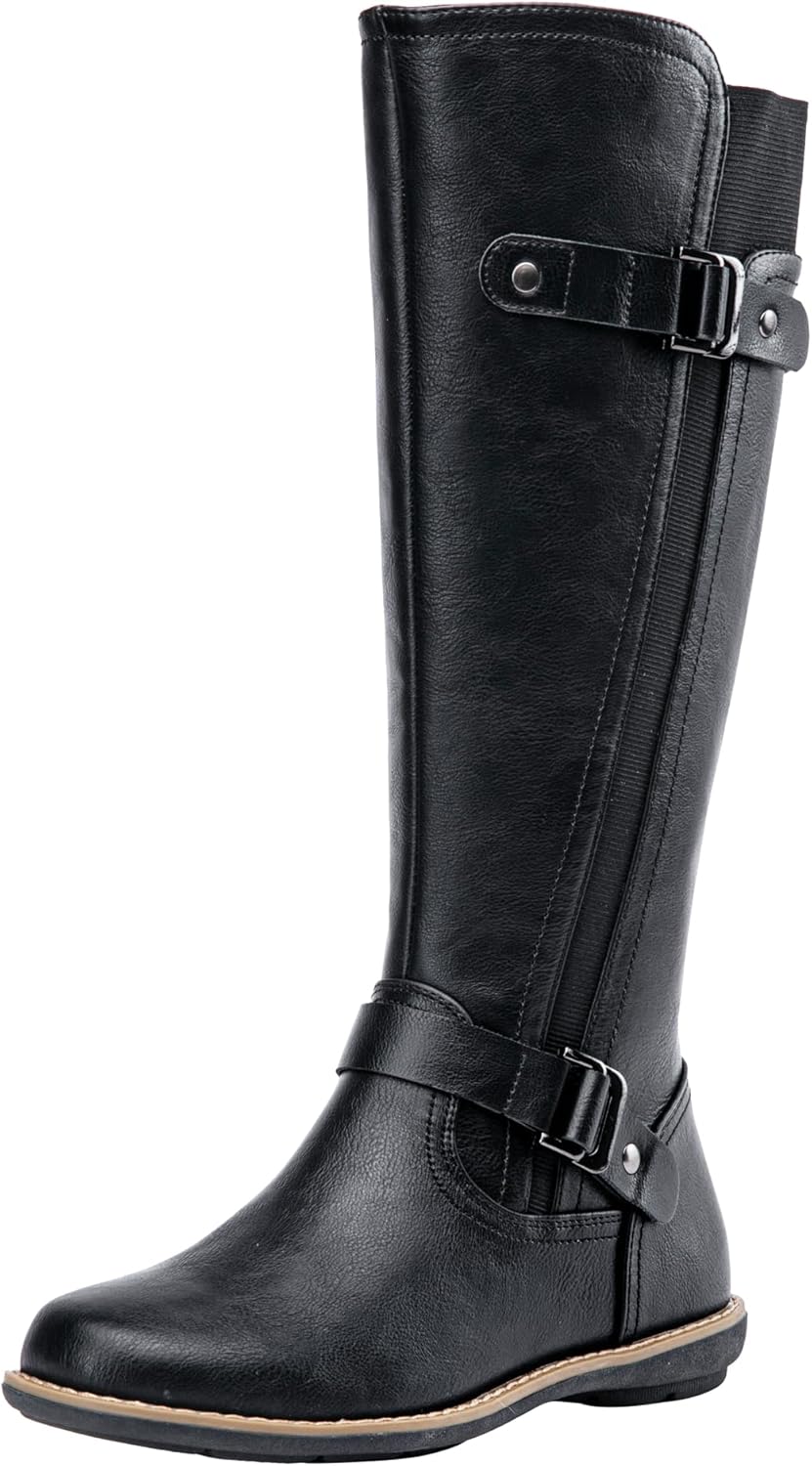 Jeossy Women's Knee-High Boots with Buckle for Fashion Lovers