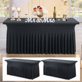 Black Spandex Tablecloth 4ft with Ruffled Table Skirt - Fitted Stretch