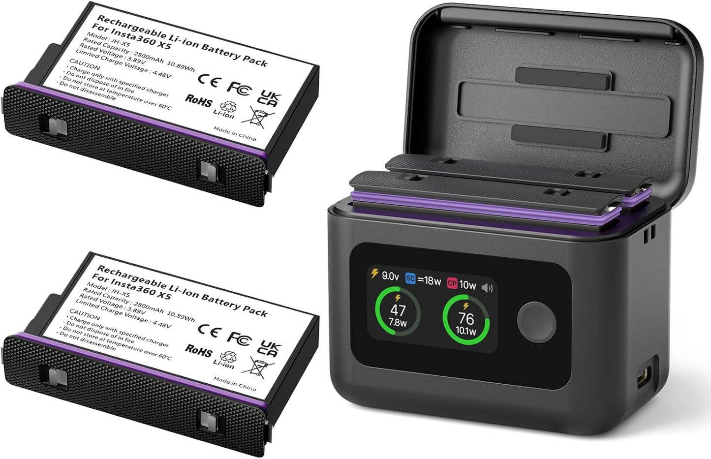 Insta 360 X5 Batteries with Fast Charge Hub for Quick Power