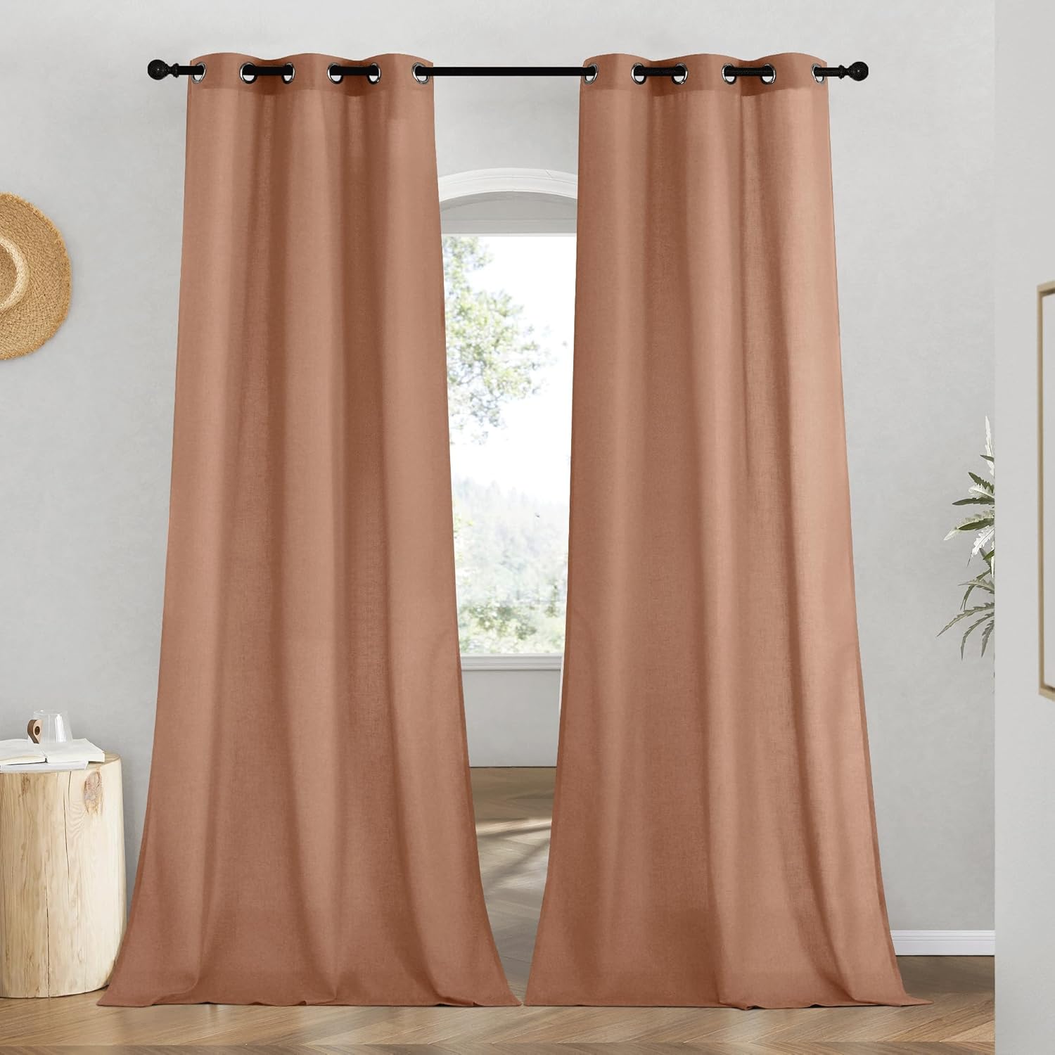 NICETOWN Rustic Linen 96 inch Long Curtains for Living Room
