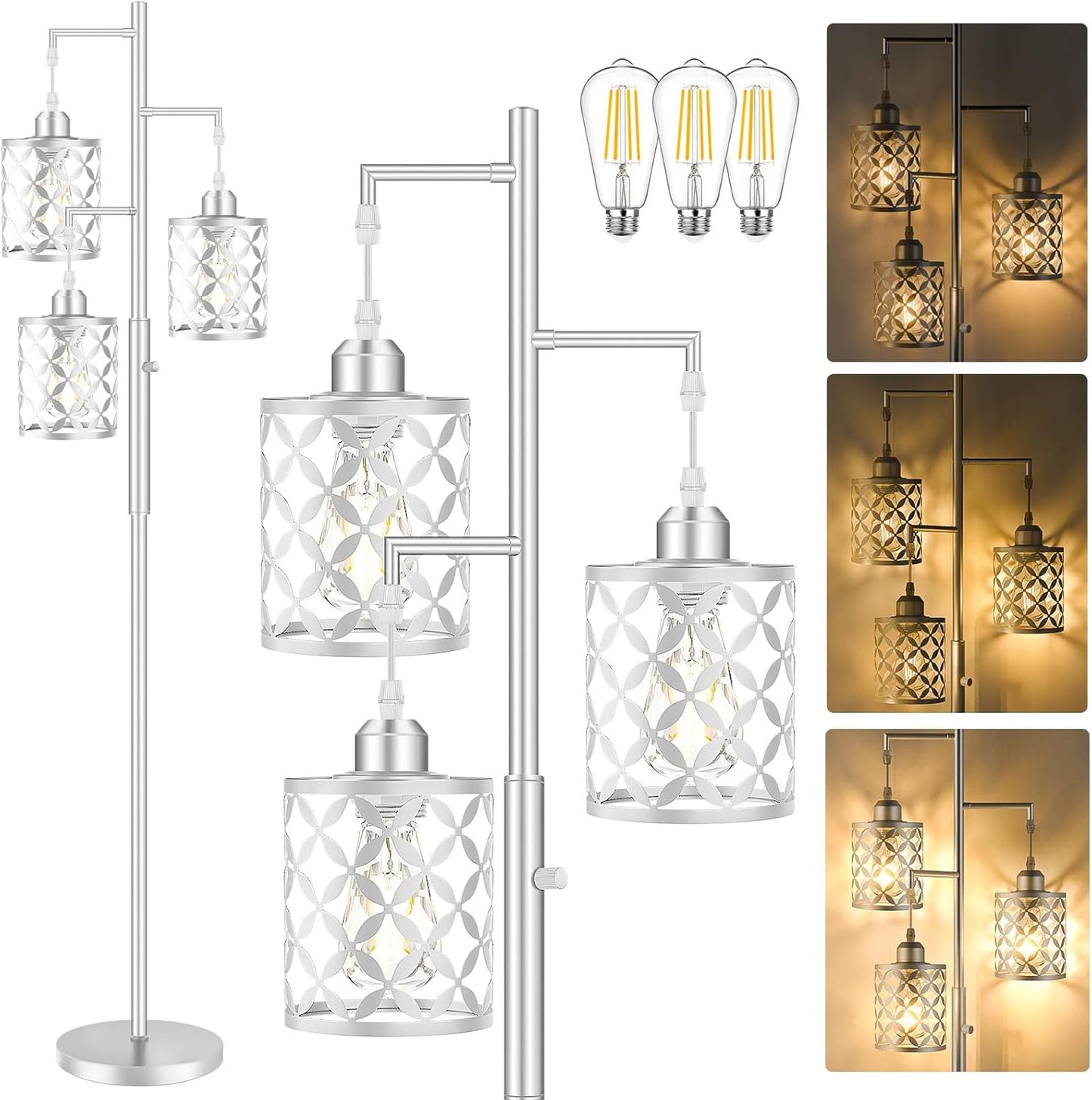 68 Dimmable Floor Lamp with Elegant Metal Cages for Home Use