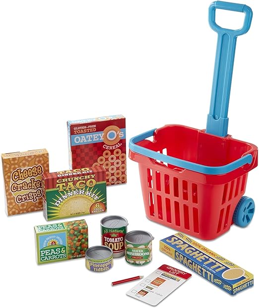 Melissa & Doug Fill and Roll Grocery Basket Play Set for Kids
