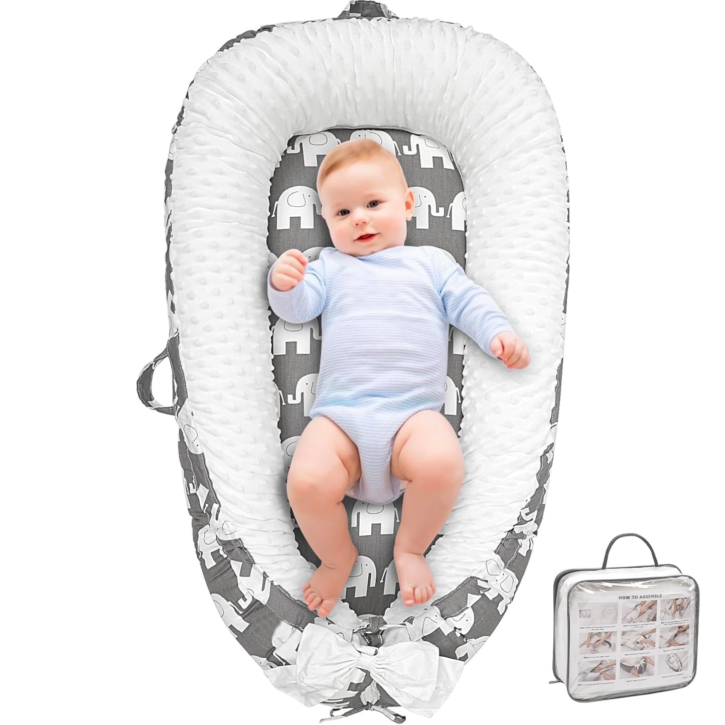 Baby Lounger, Ultra Soft Cotton & Breathable Fiberfill for Infants