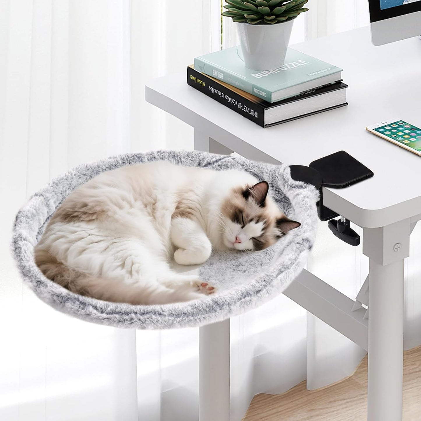 Uross Cat Desk Bed - 180 Rotating Soft Rabbit Fur Cat Nest