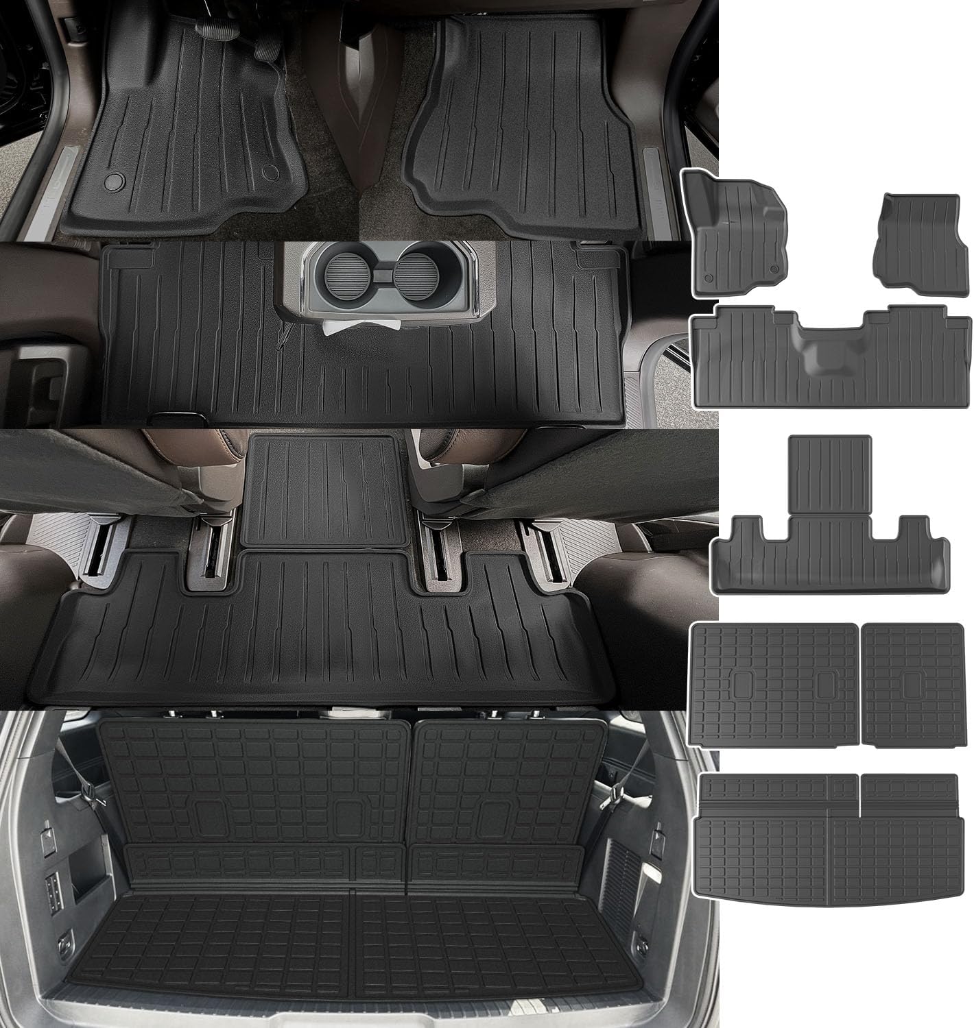 powoq 7-Seat Floor Mat Set for 2018-2025 Ford Expedition Models