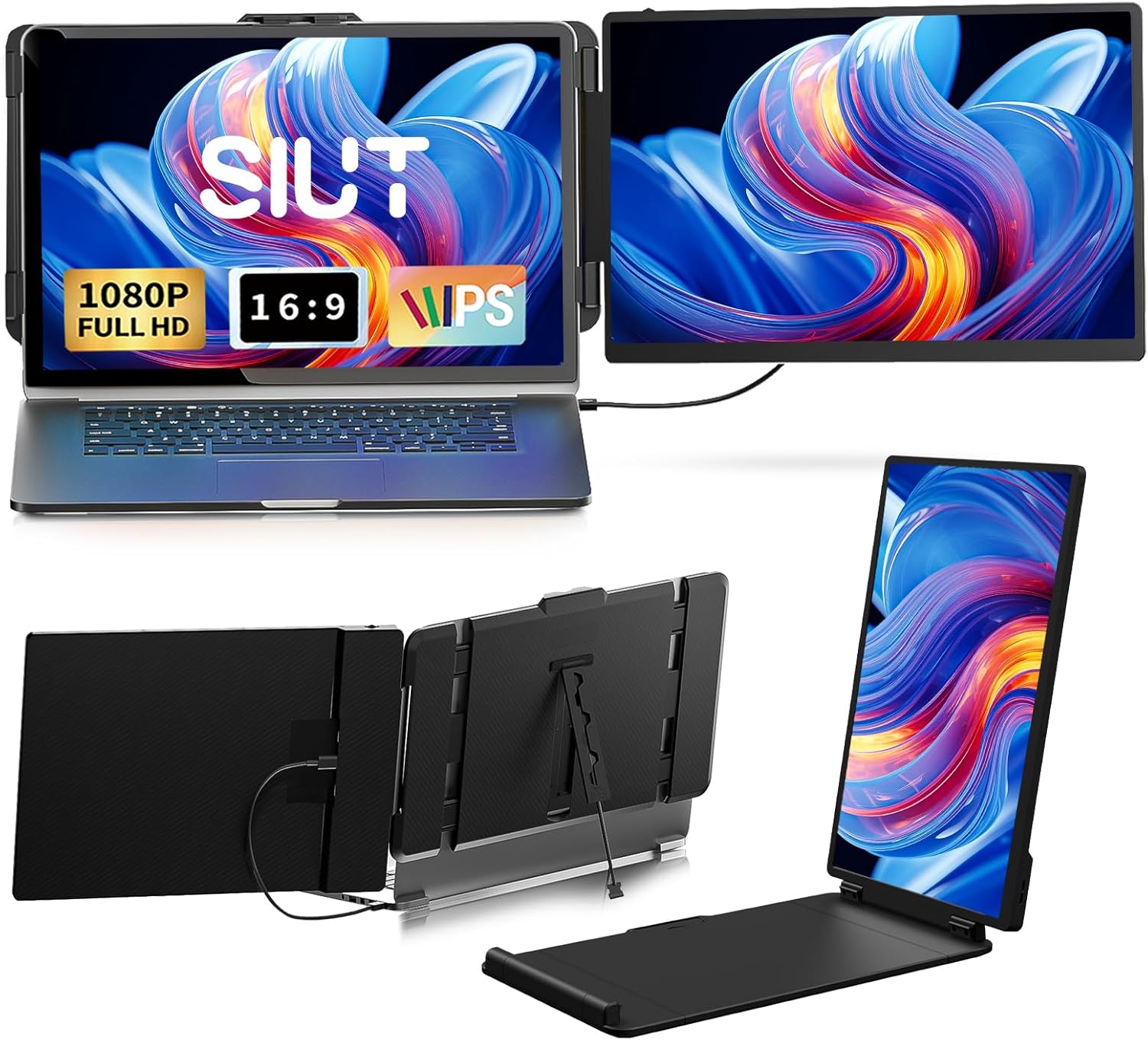 Laptop Screen Extender Monitor - Dual 14 inch FHD 1080P Displays