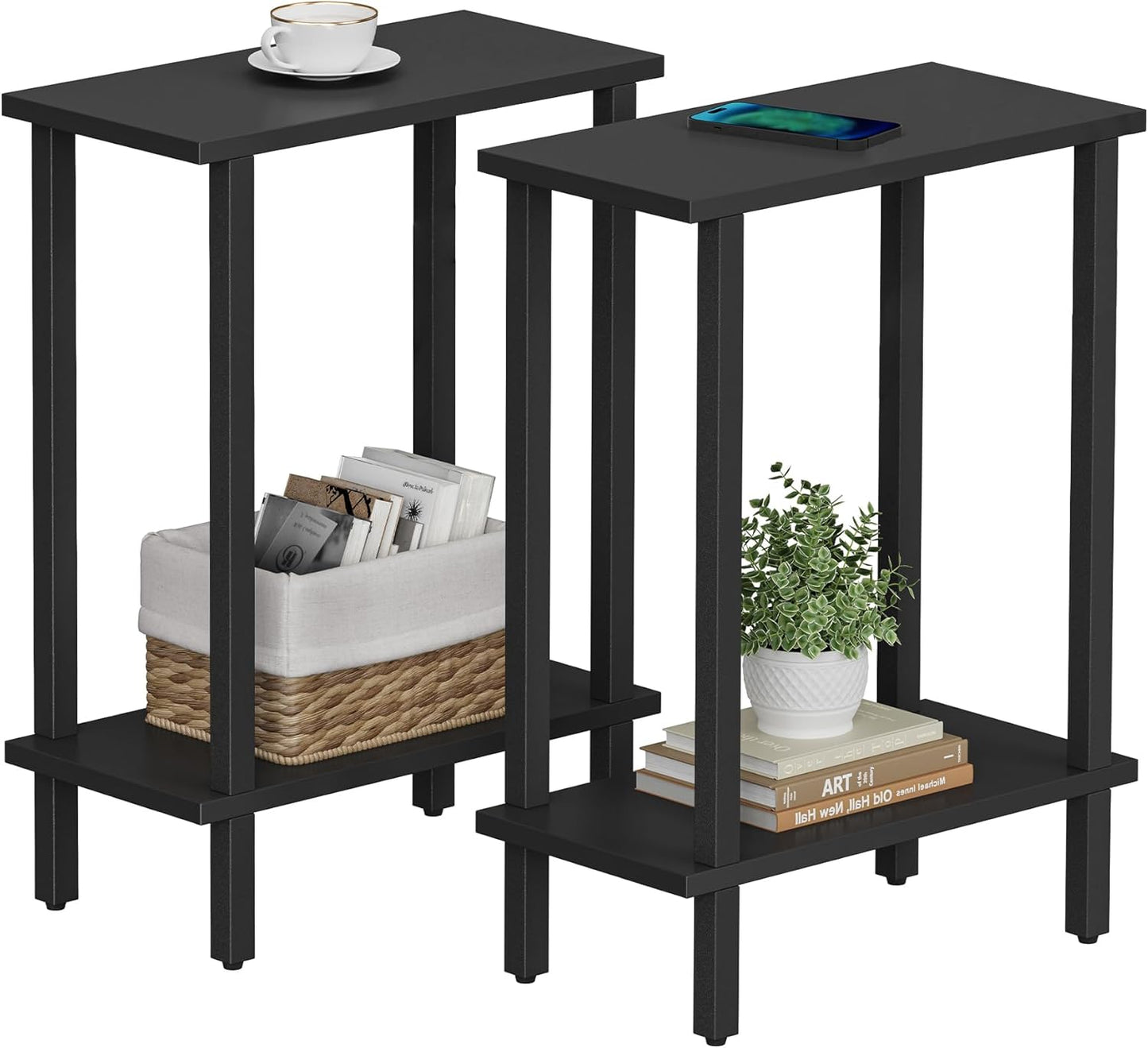 TUTOTAK Small Side Table Set of 2 for Narrow Spaces