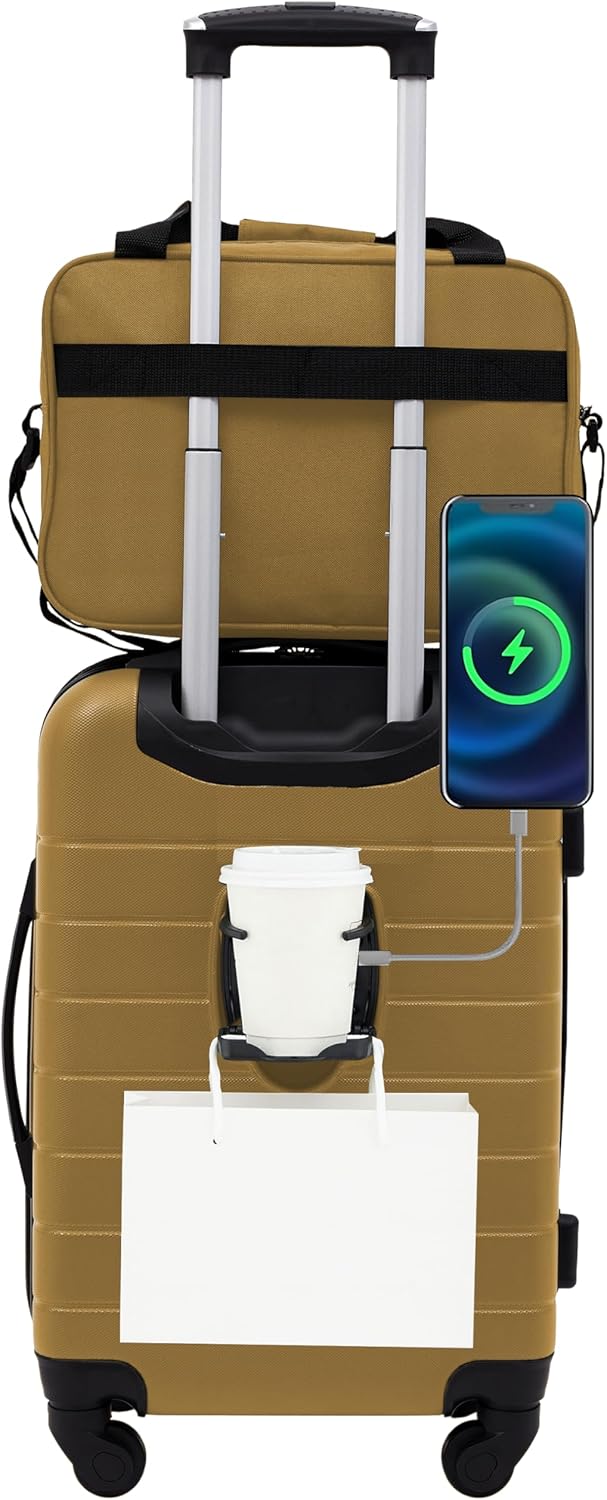 Wrangler Smart Luggage Set with USB Port and Cup Holder