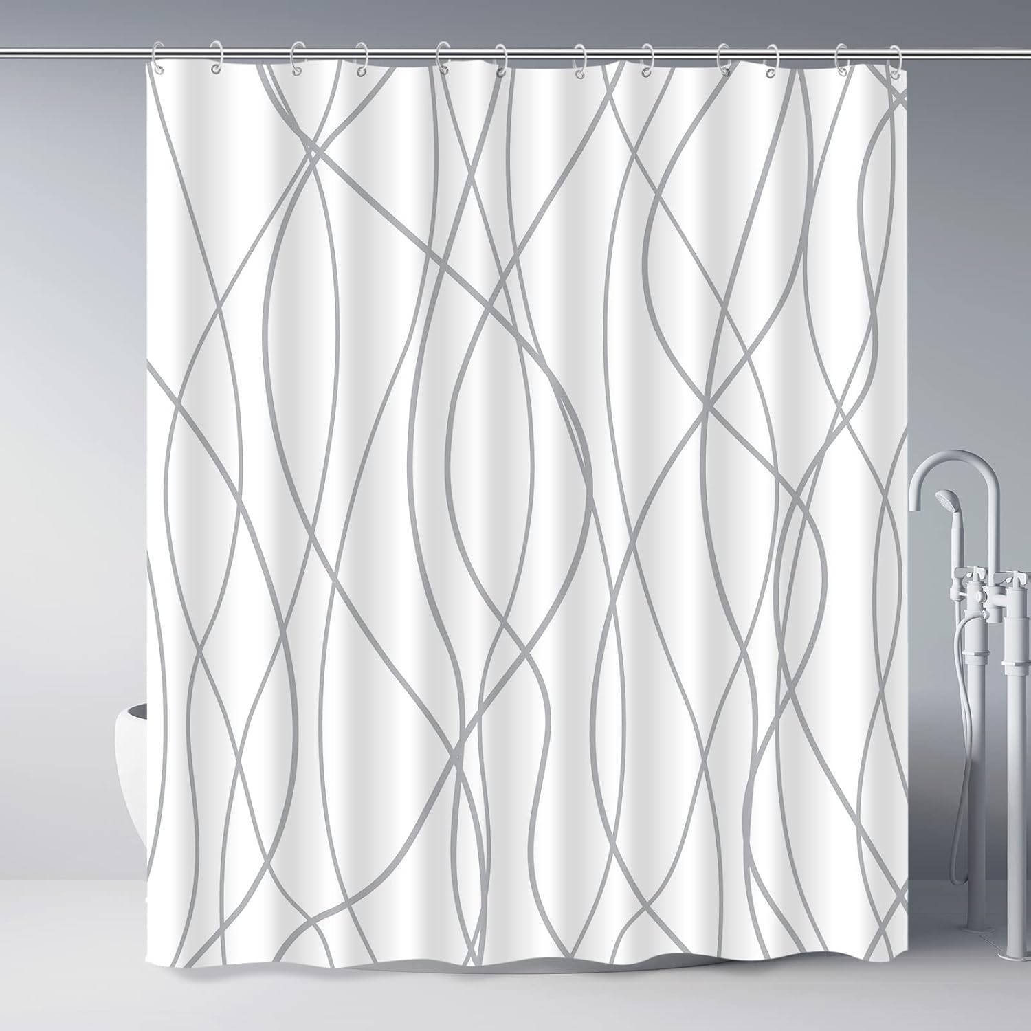 Punkray Hotel-Style Waterproof Shower Curtain Set