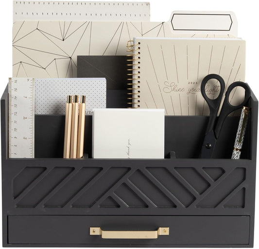BLU MONACO Wooden Desk Organizer - Office Essential