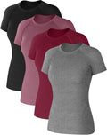 Coume 4 Pack Women's Compression Shirts Short Sleeve - Quick Dry