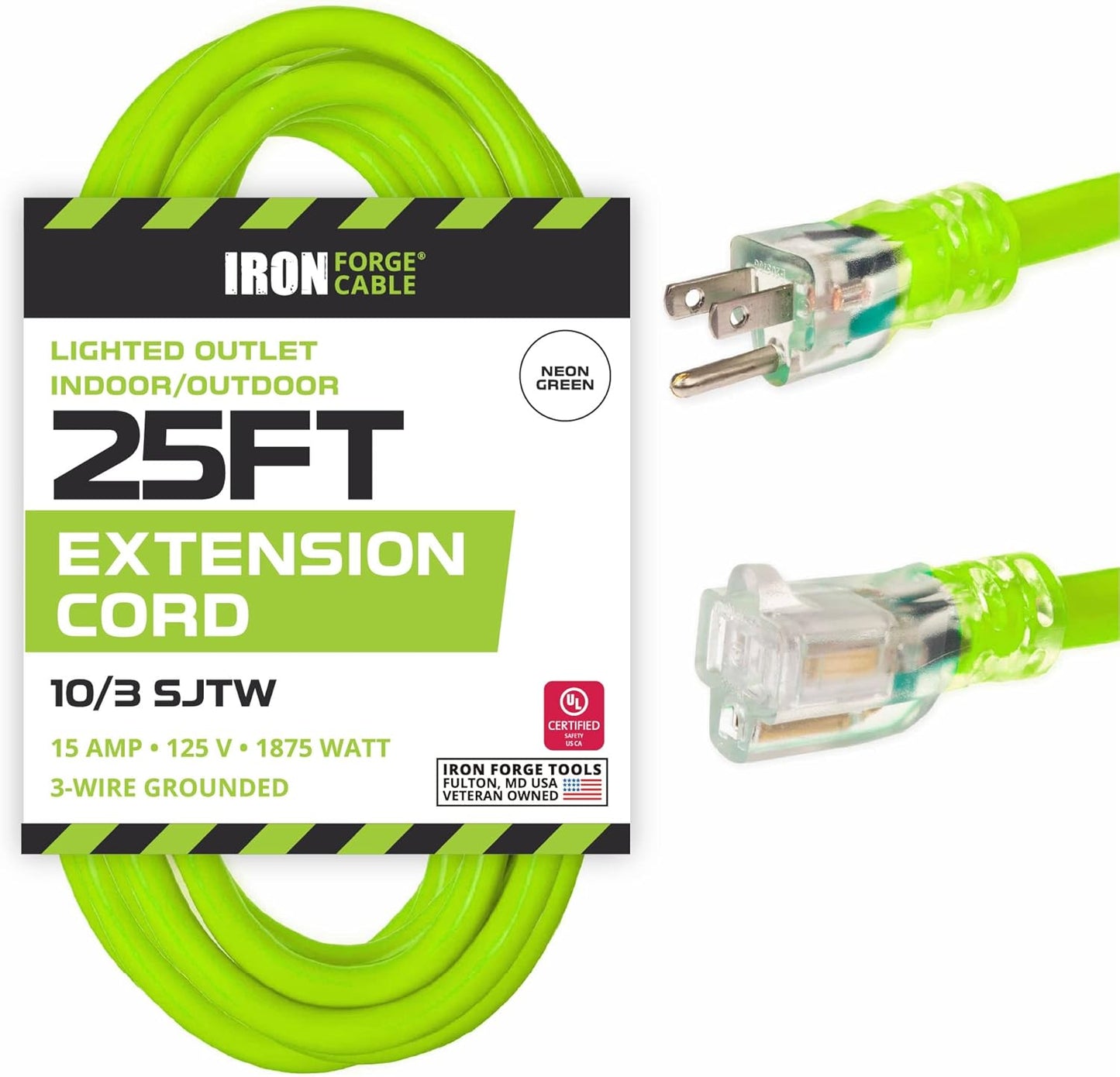 10 Gauge Extension Cord 25 ft for Heavy Duty Outdoor Use