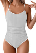 One Piece Swimsuit Tummy Control Color Block Spaghetti Strap Jewelry