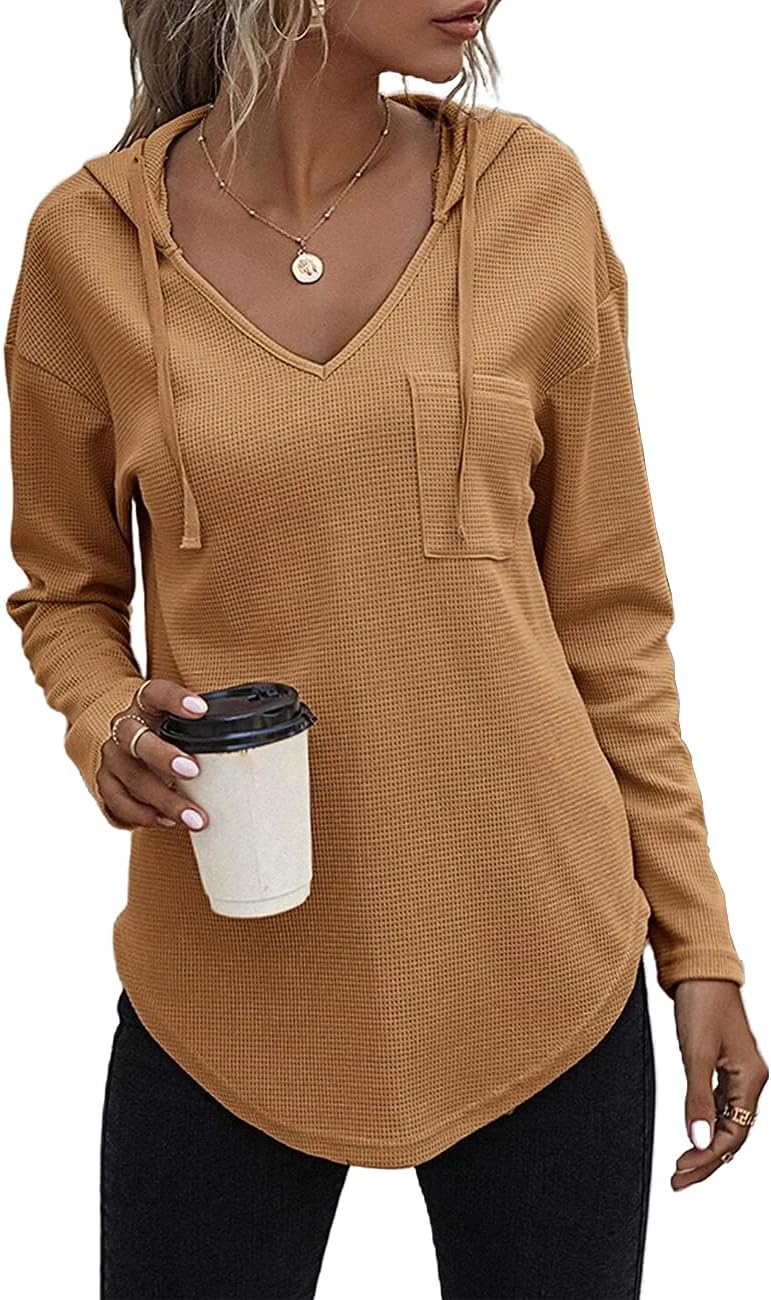 V Neck Hoodies for Women - Stylish Long Sleeve Sweatshirt