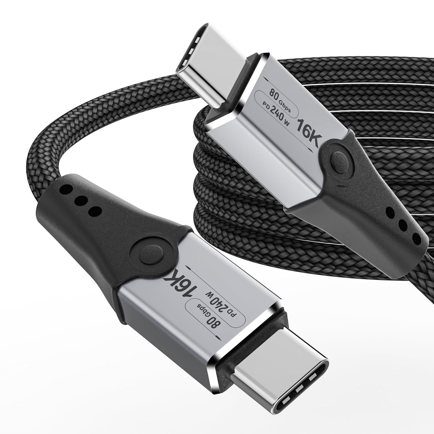 Lightning-Fast 5FT USB-C Monitor Cable - 80 Gbps Data, 16K Display, 240W Charging!