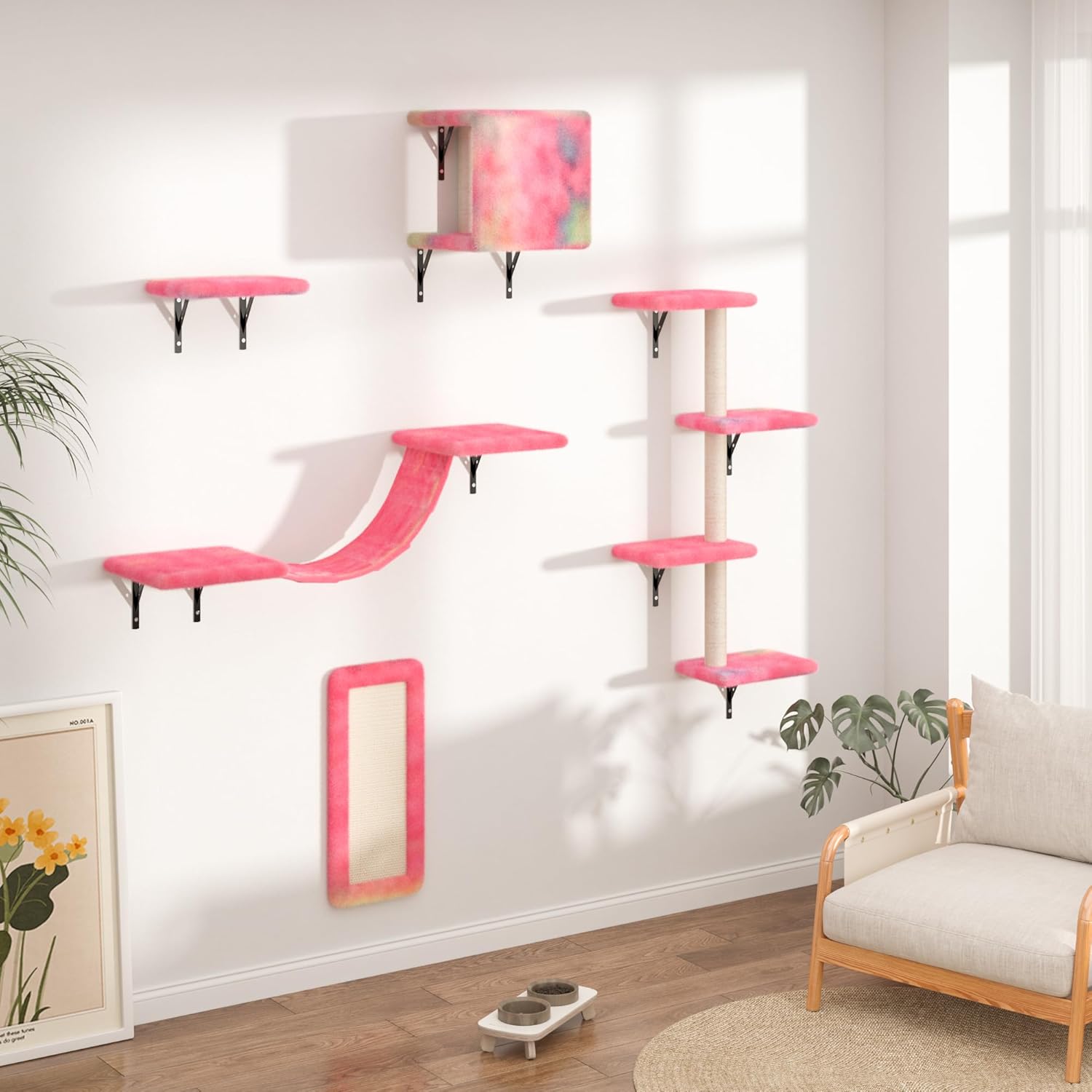 Wall Mounted Cat Furniture Set of 5 for Active Felines