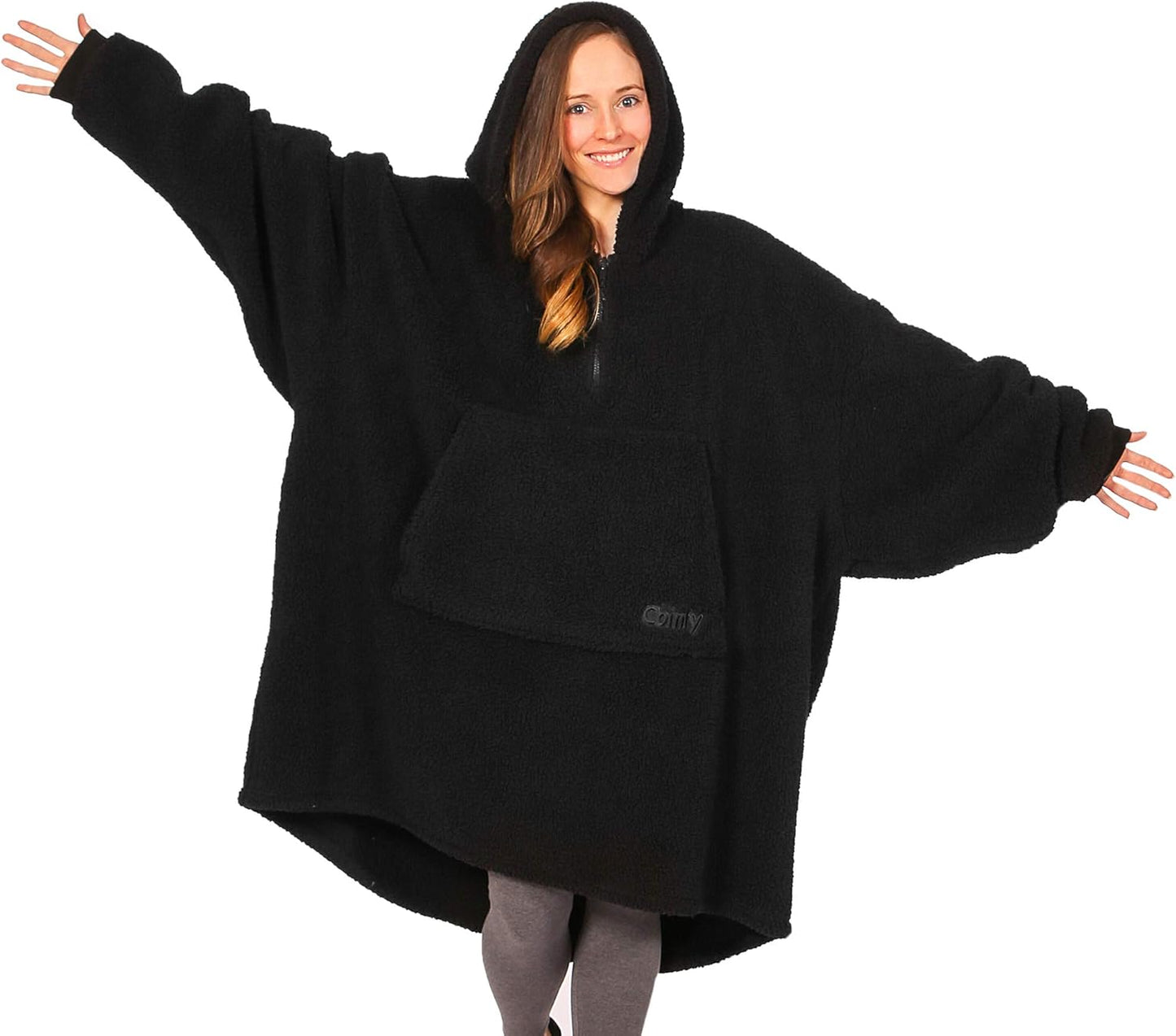 The Comfy Teddy Bear Quarter-Zip Wearable Blanket for All
