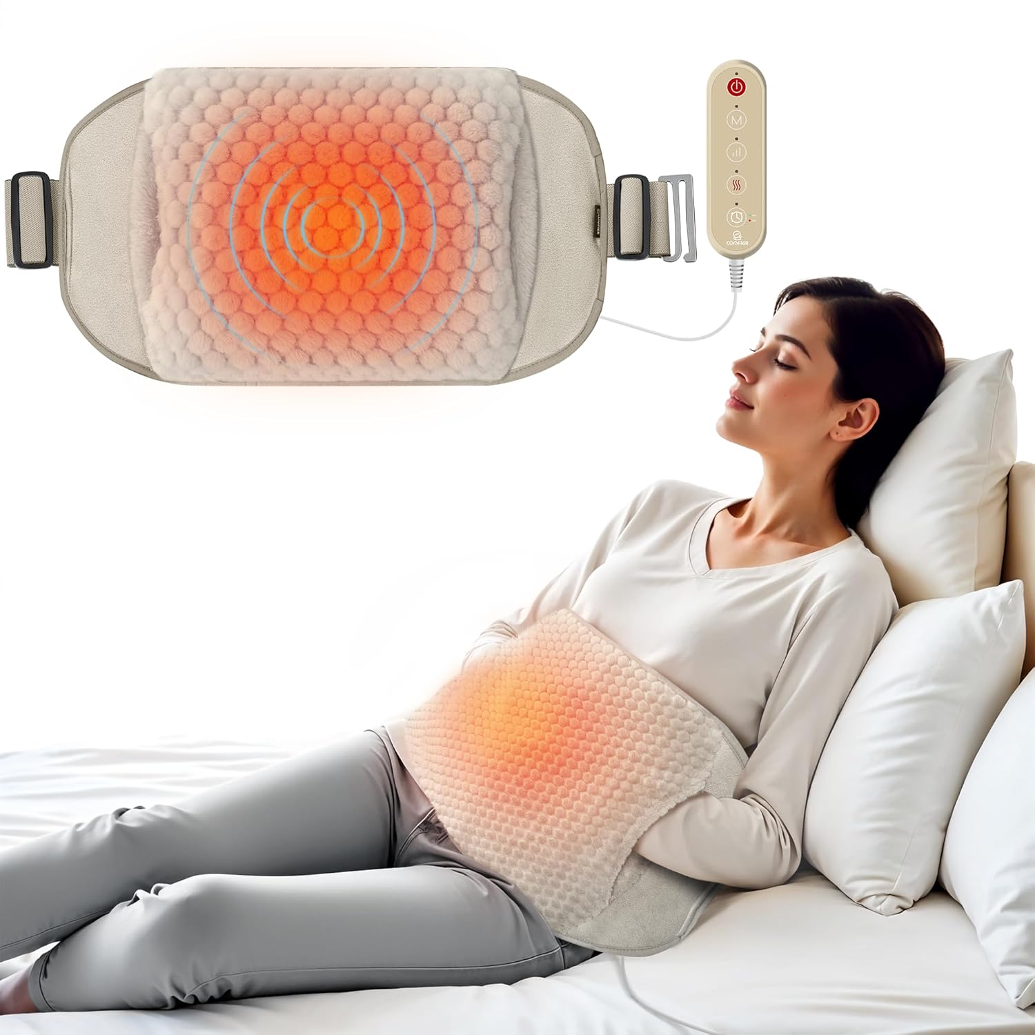 COMFIER Heating Pad for Back Pain Relief with Hand Warmer Pocket